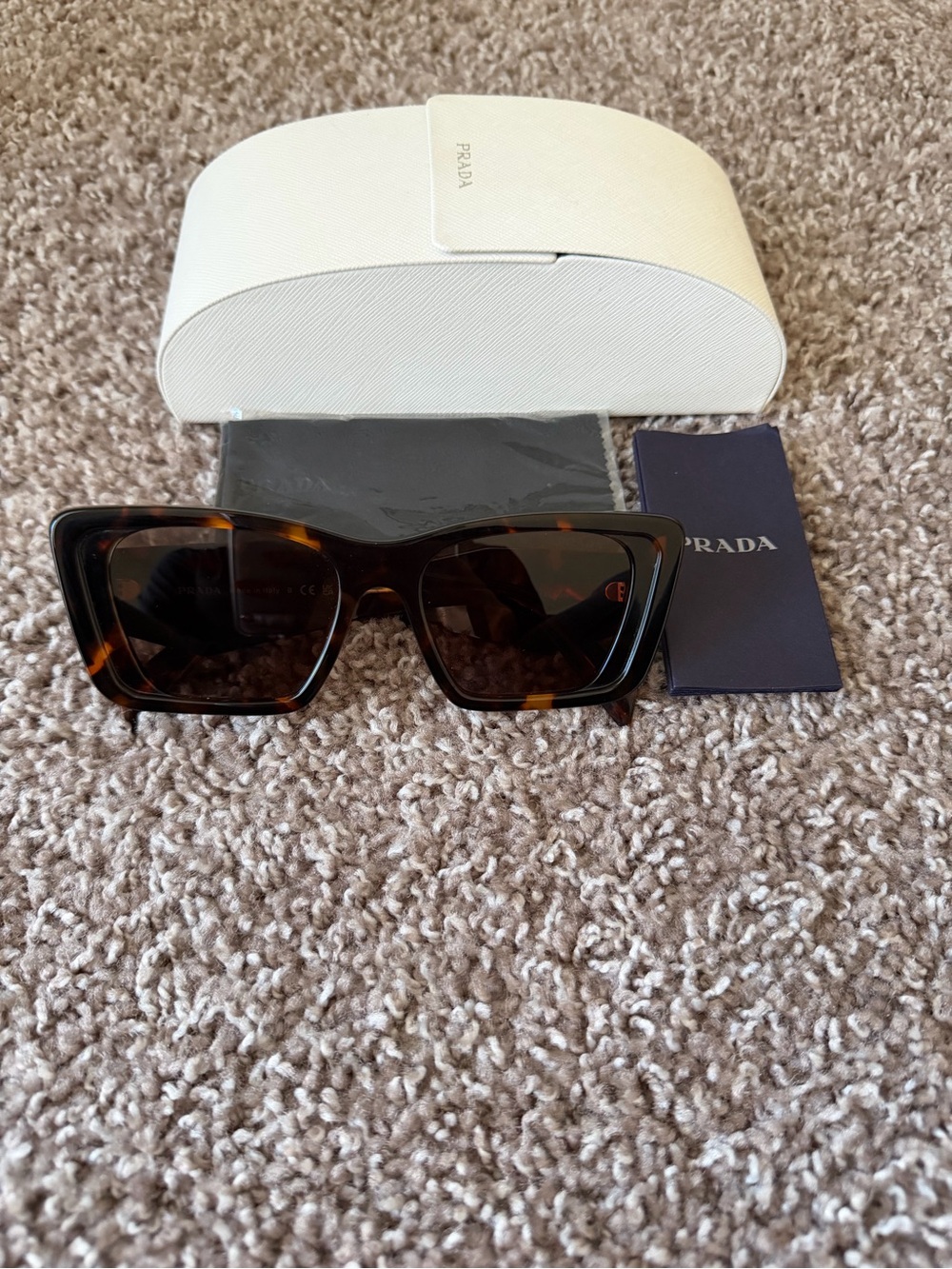 Prada Tortoiseshell Rectangular Sunglasses with Brown Lenses